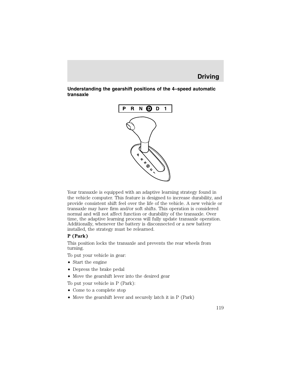 Driving | FORD 2003 Taurus v.2 User Manual | Page 119 / 216