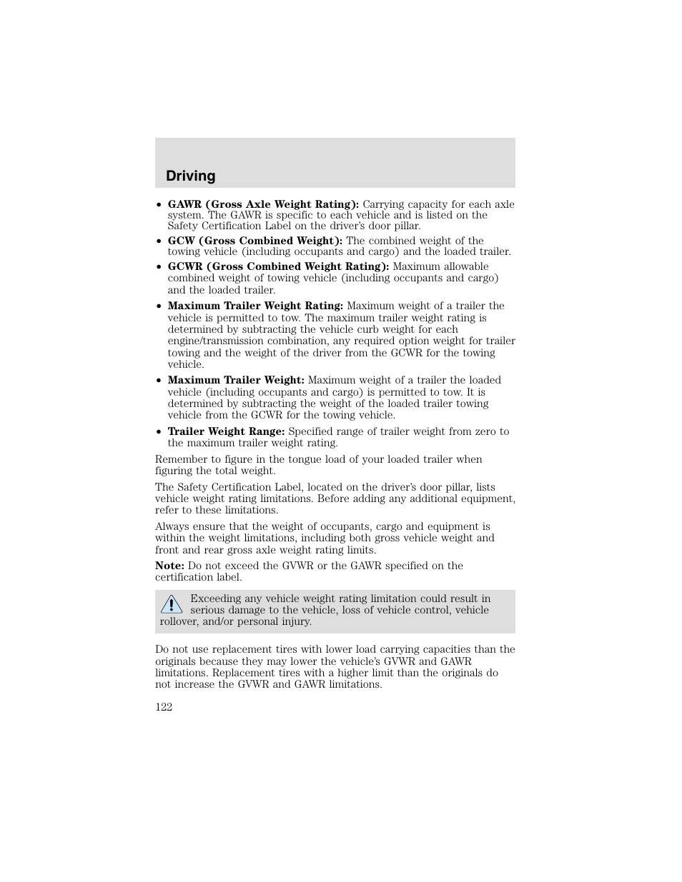 Driving | FORD 2003 Taurus v.2 User Manual | Page 122 / 216