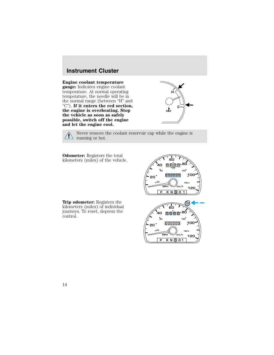 Instrument cluster | FORD 2003 Taurus v.2 User Manual | Page 14 / 216
