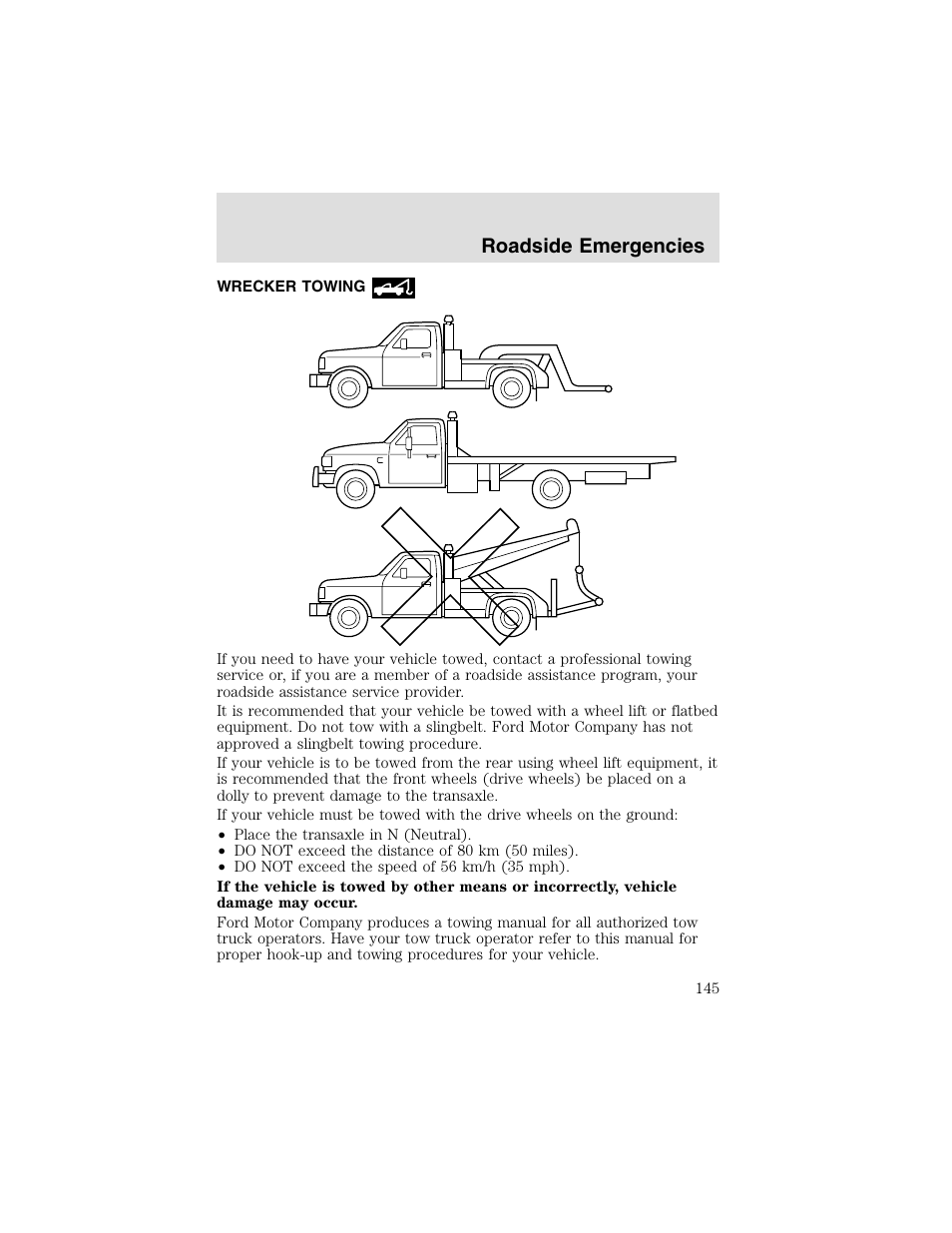 Roadside emergencies | FORD 2003 Taurus v.2 User Manual | Page 145 / 216