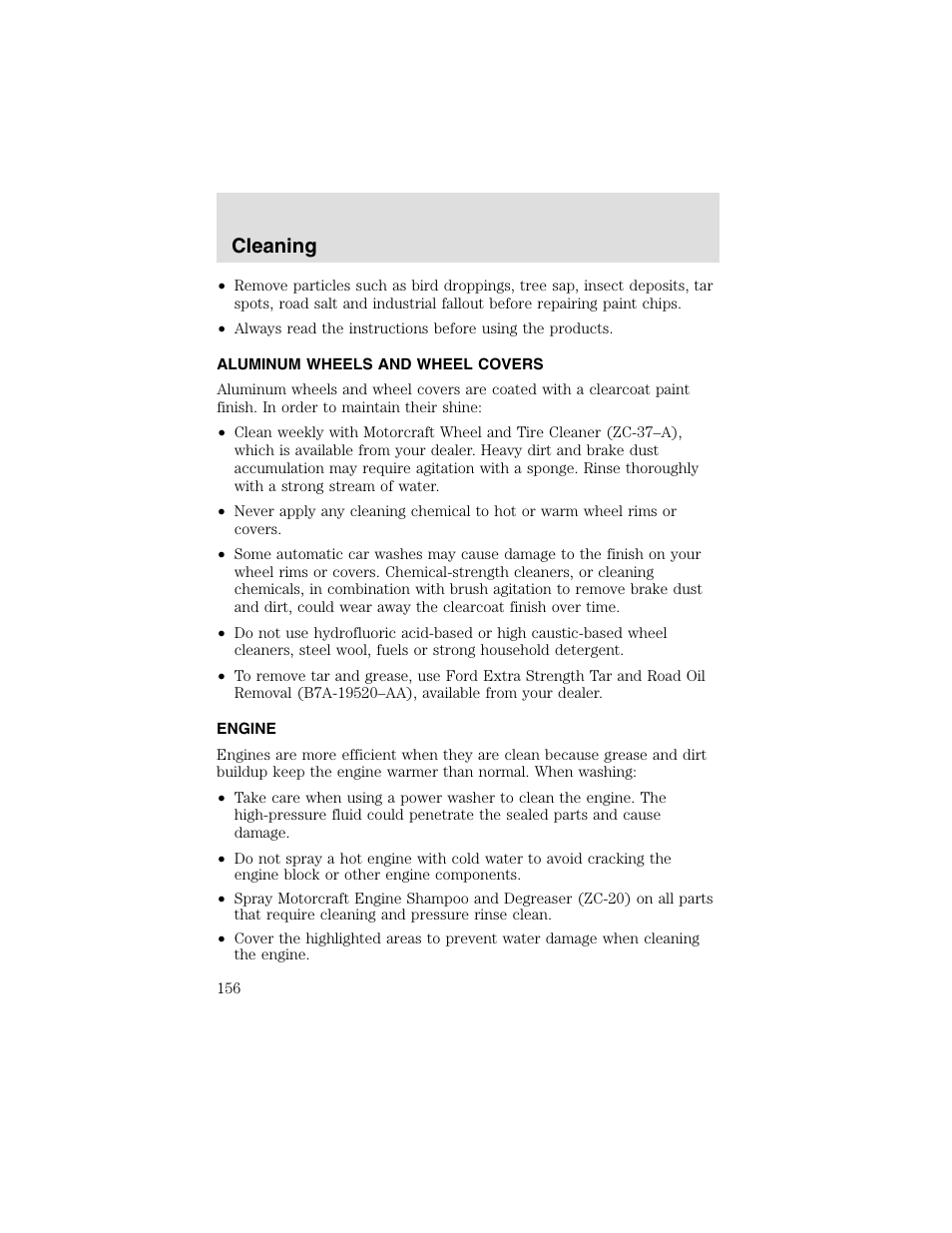 Cleaning | FORD 2003 Taurus v.2 User Manual | Page 156 / 216