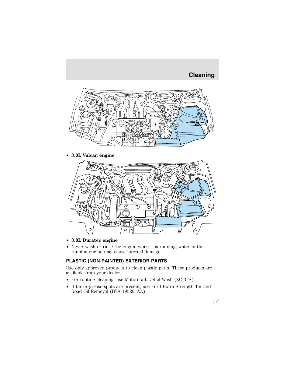 Cleaning | FORD 2003 Taurus v.2 User Manual | Page 157 / 216