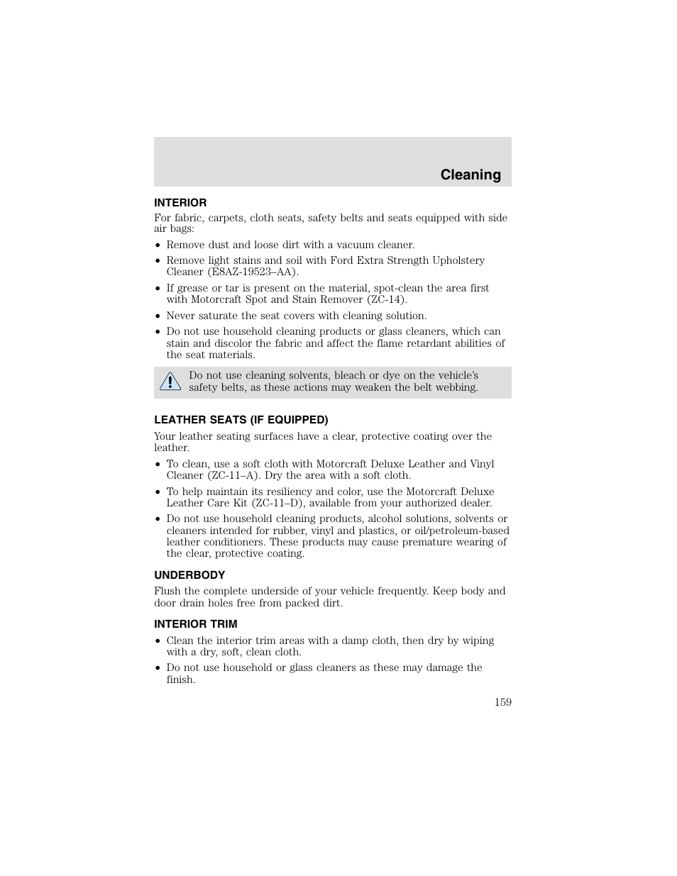 Cleaning | FORD 2003 Taurus v.2 User Manual | Page 159 / 216