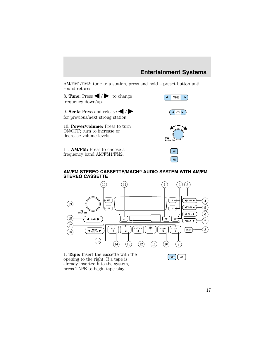 Entertainment systems | FORD 2003 Taurus v.2 User Manual | Page 17 / 216