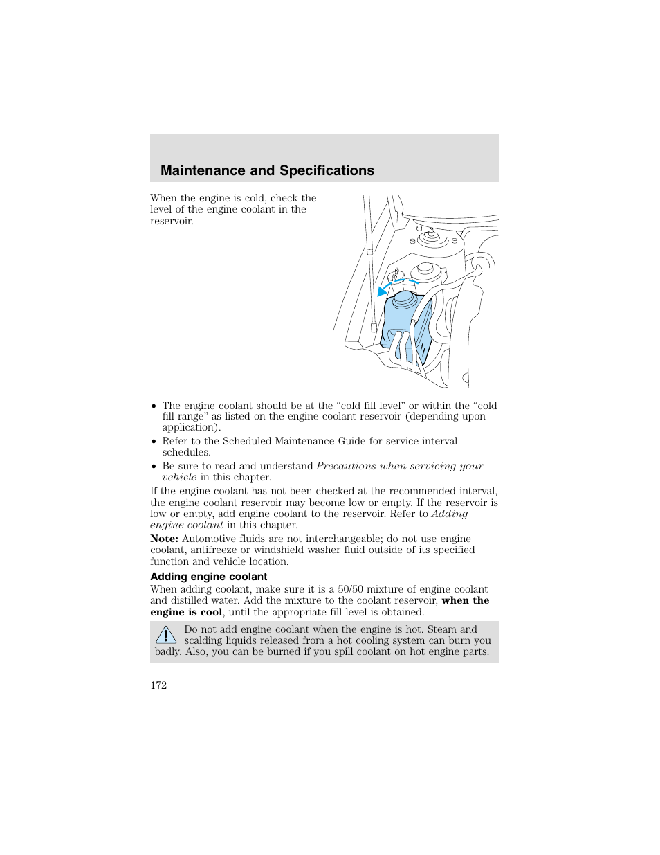 Maintenance and specifications | FORD 2003 Taurus v.2 User Manual | Page 172 / 216