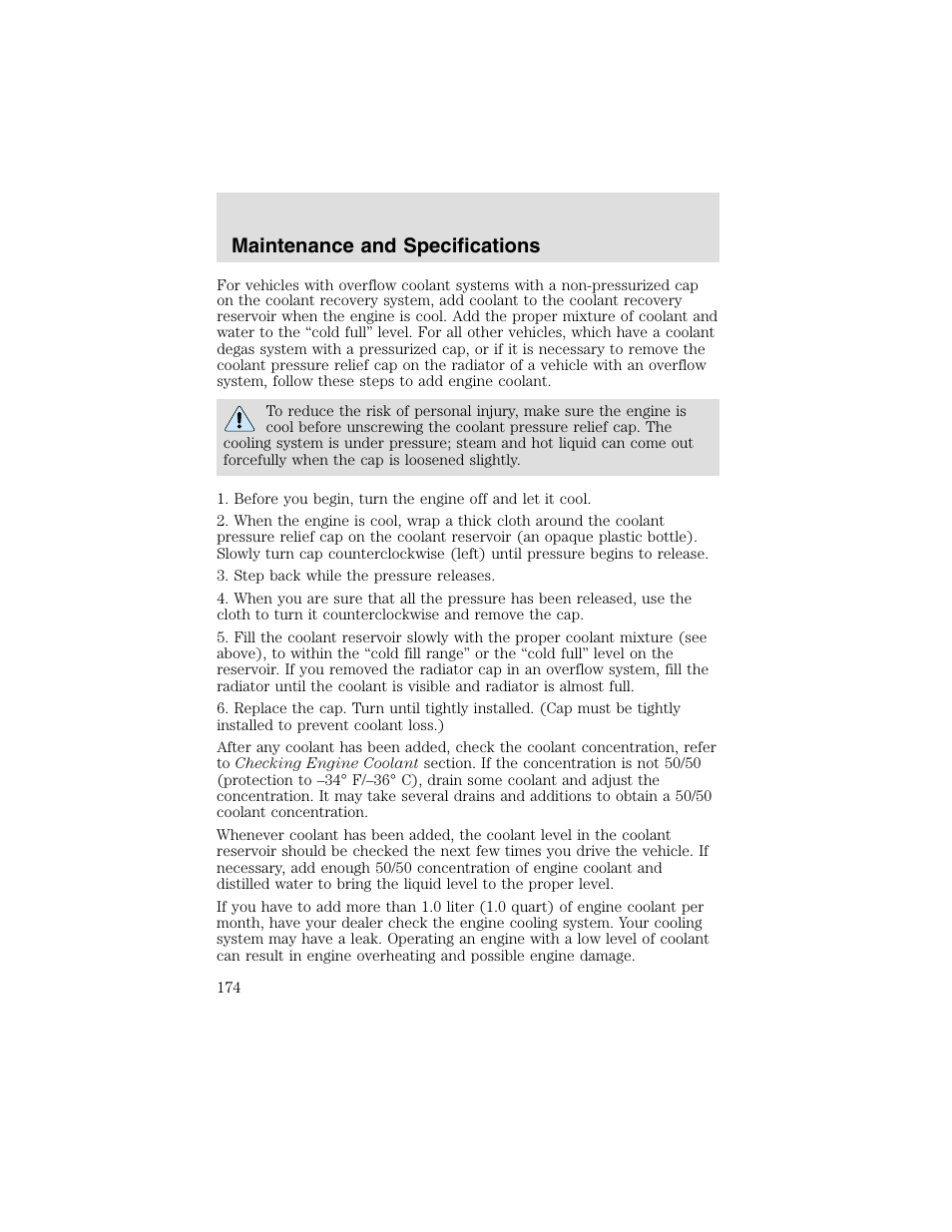 Maintenance and specifications | FORD 2003 Taurus v.2 User Manual | Page 174 / 216