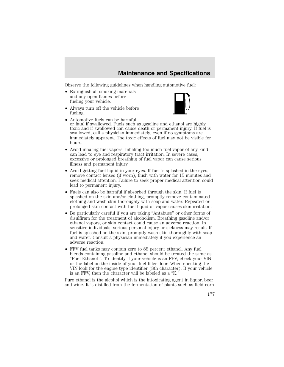 Maintenance and specifications | FORD 2003 Taurus v.2 User Manual | Page 177 / 216