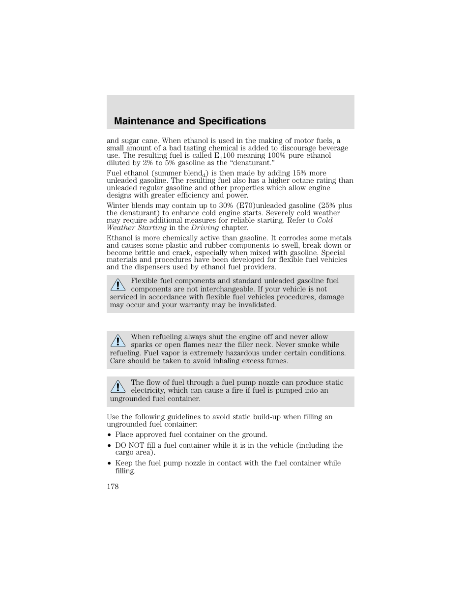 Maintenance and specifications | FORD 2003 Taurus v.2 User Manual | Page 178 / 216