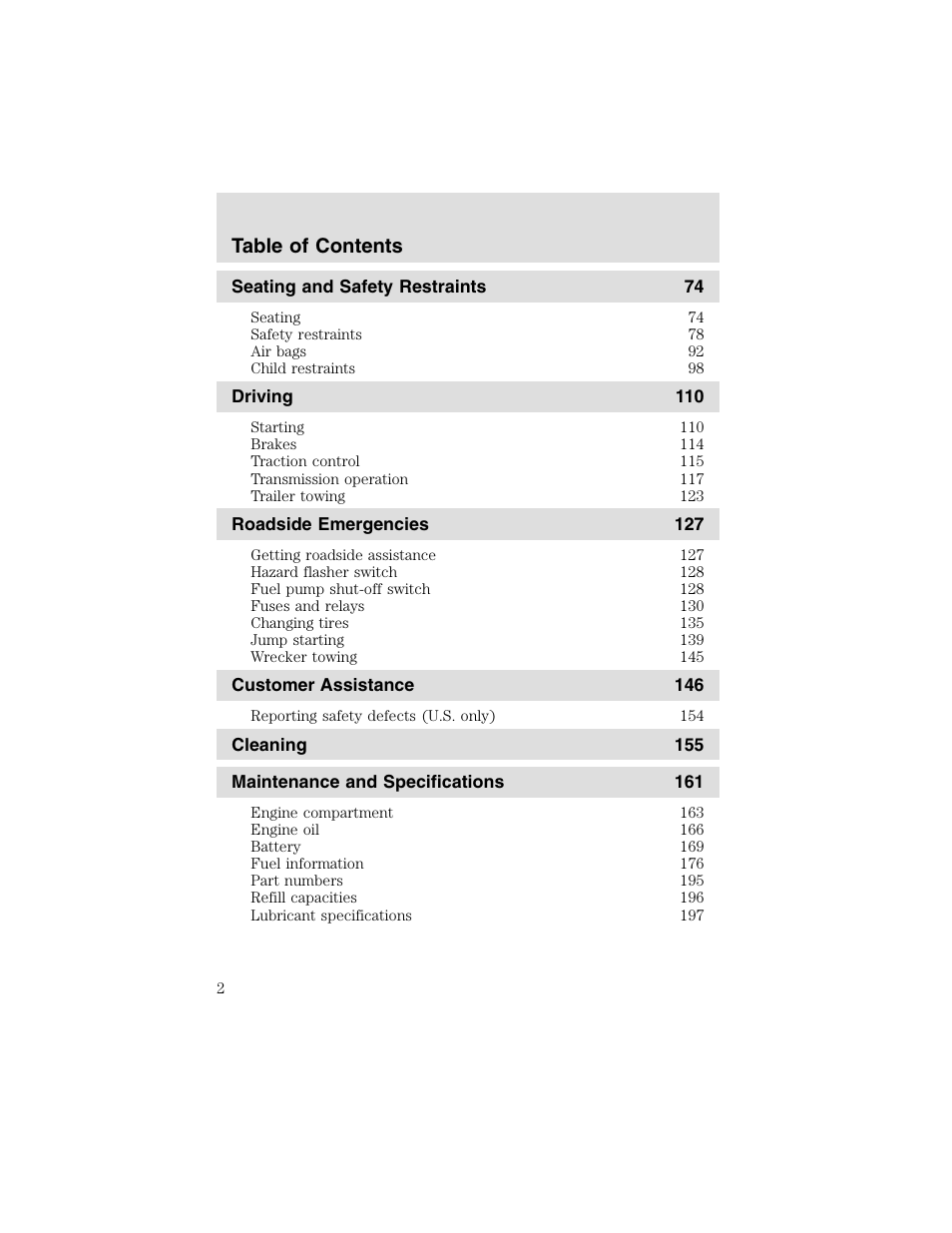 FORD 2003 Taurus v.2 User Manual | Page 2 / 216