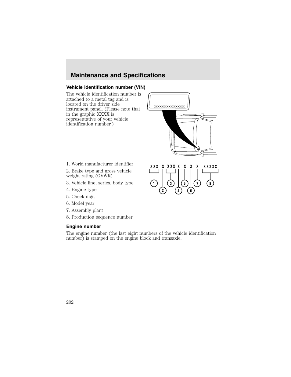 Maintenance and specifications | FORD 2003 Taurus v.2 User Manual | Page 202 / 216