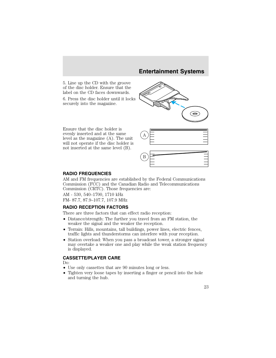 Entertainment systems | FORD 2003 Taurus v.2 User Manual | Page 23 / 216
