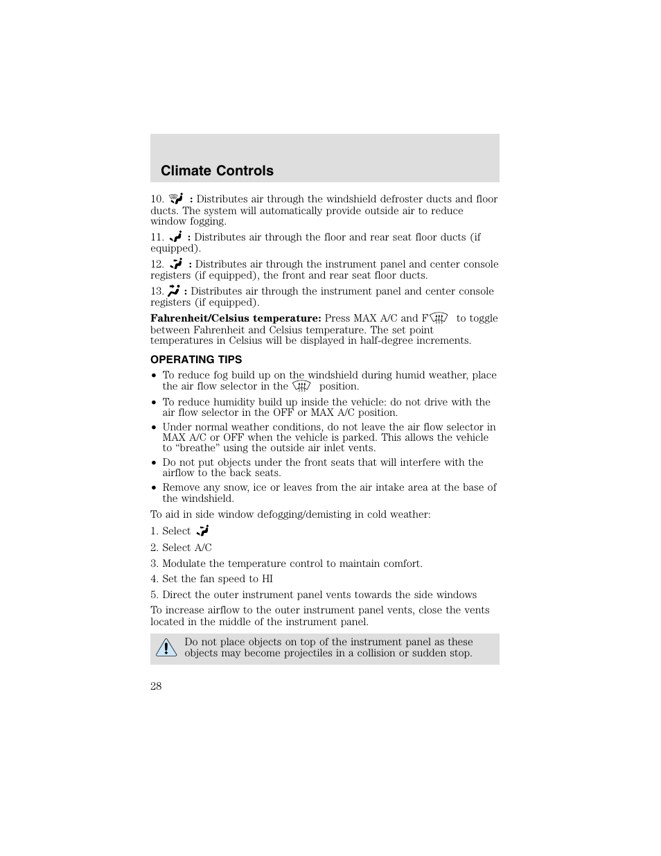 Climate controls | FORD 2003 Taurus v.2 User Manual | Page 28 / 216