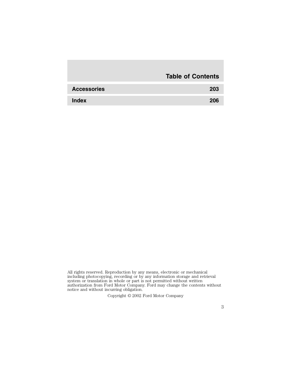 FORD 2003 Taurus v.2 User Manual | Page 3 / 216