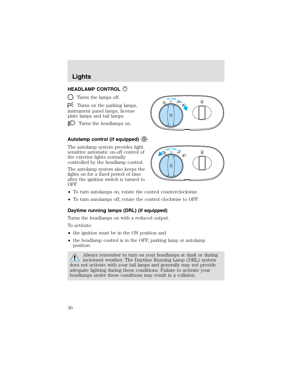 Lights | FORD 2003 Taurus v.2 User Manual | Page 30 / 216