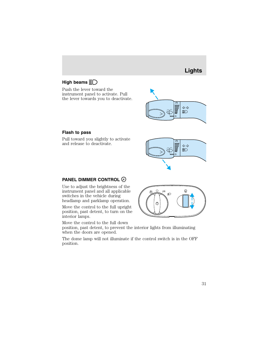 Lights | FORD 2003 Taurus v.2 User Manual | Page 31 / 216