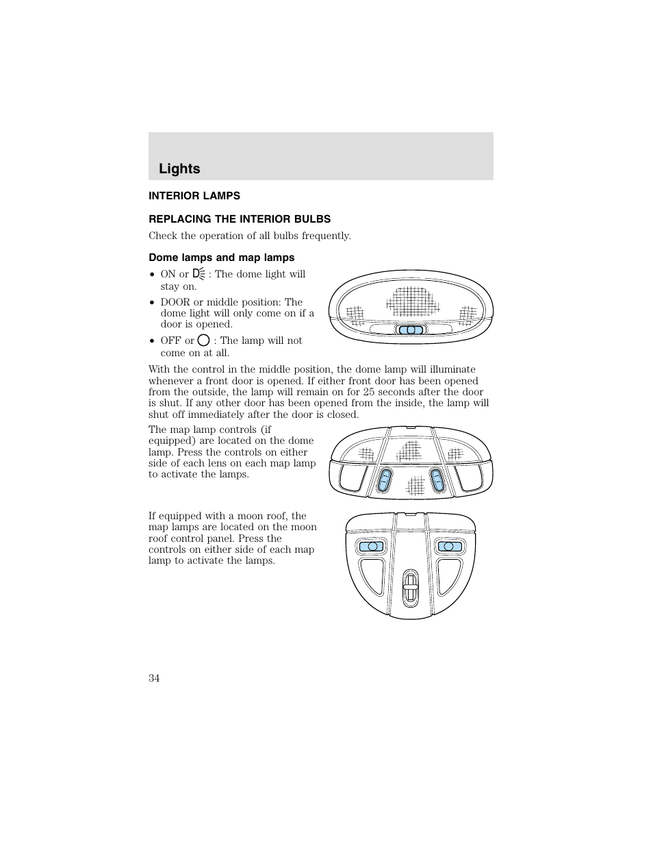 Lights | FORD 2003 Taurus v.2 User Manual | Page 34 / 216
