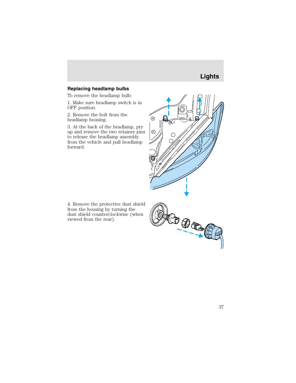 Lights | FORD 2003 Taurus v.2 User Manual | Page 37 / 216