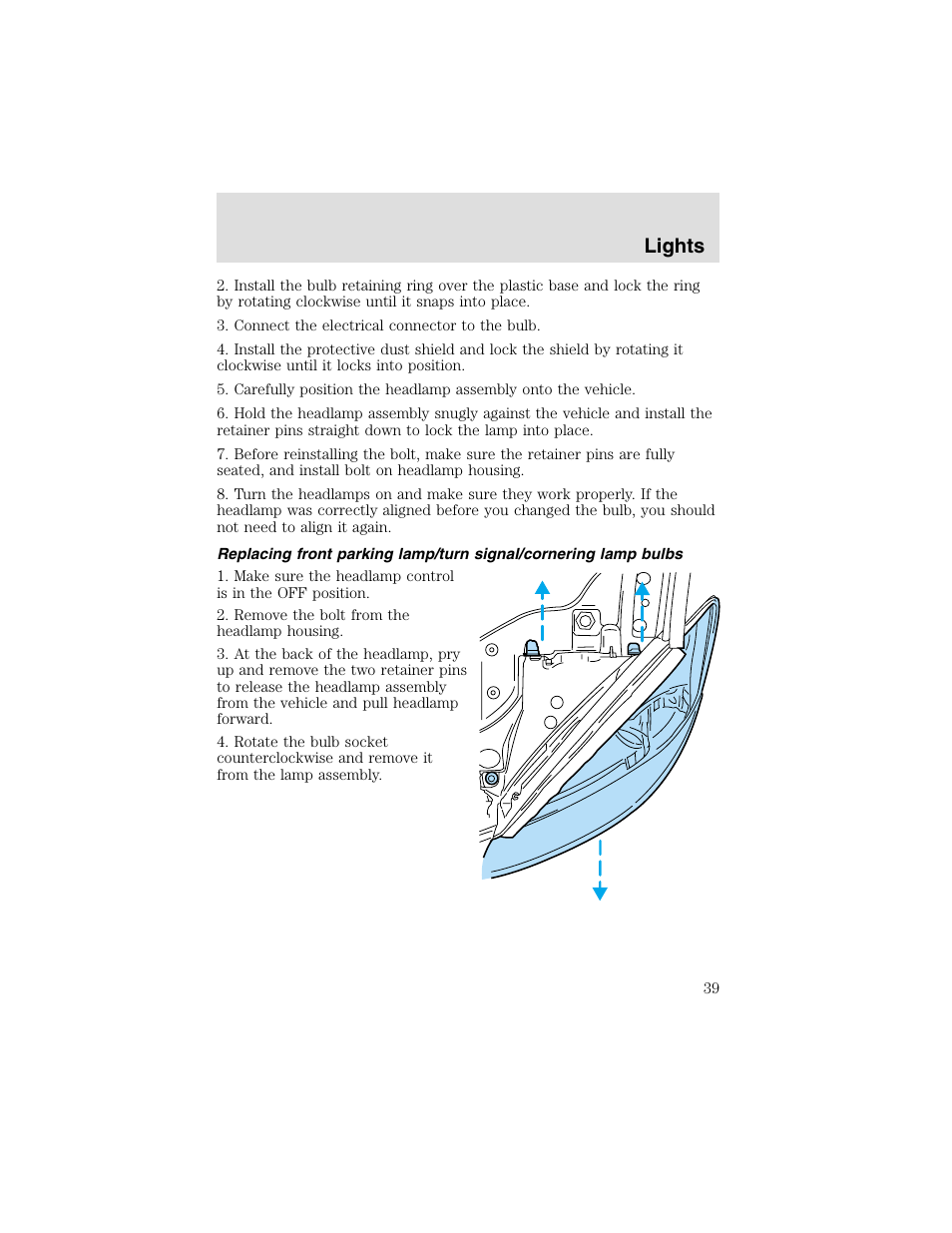 Lights | FORD 2003 Taurus v.2 User Manual | Page 39 / 216