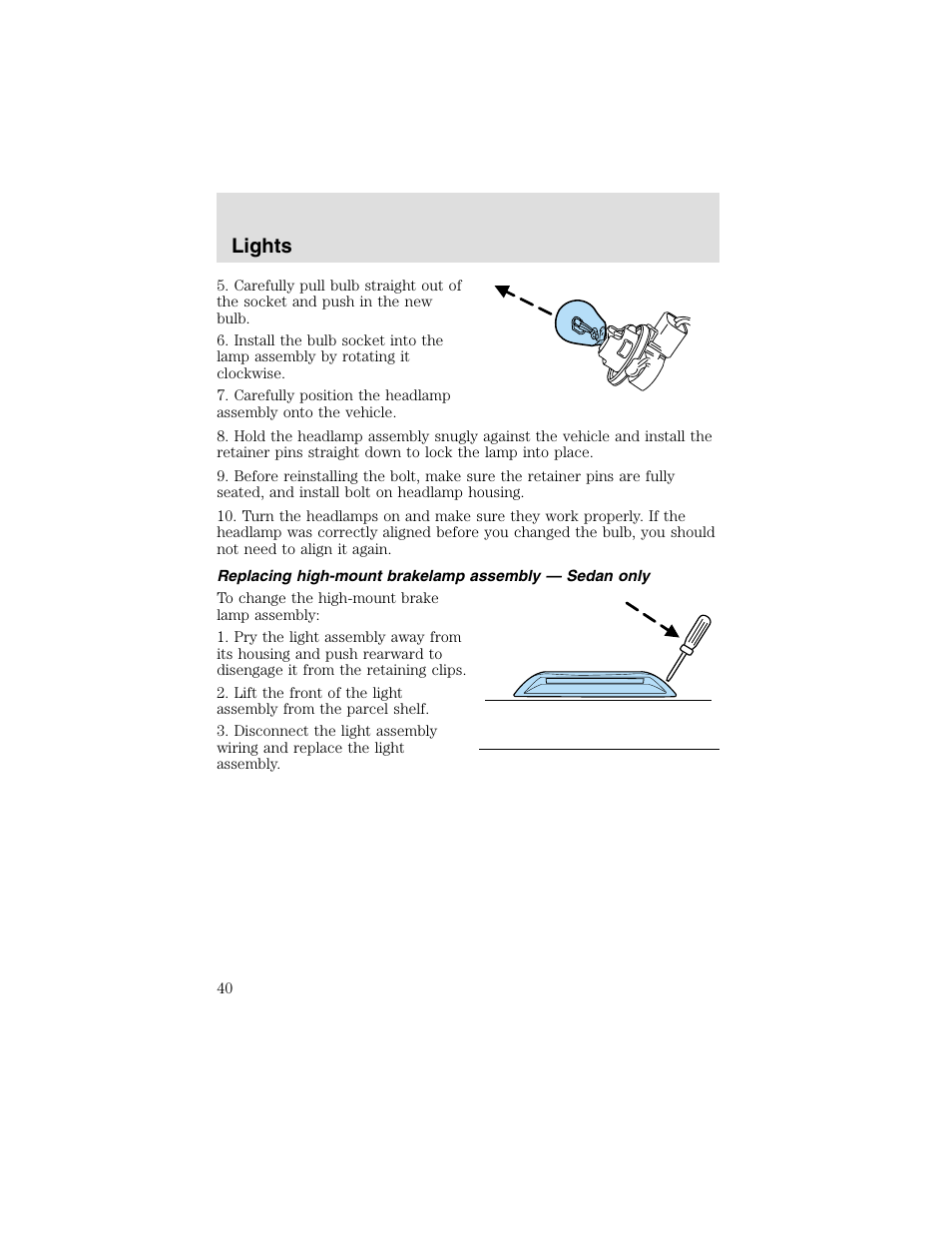 Lights | FORD 2003 Taurus v.2 User Manual | Page 40 / 216