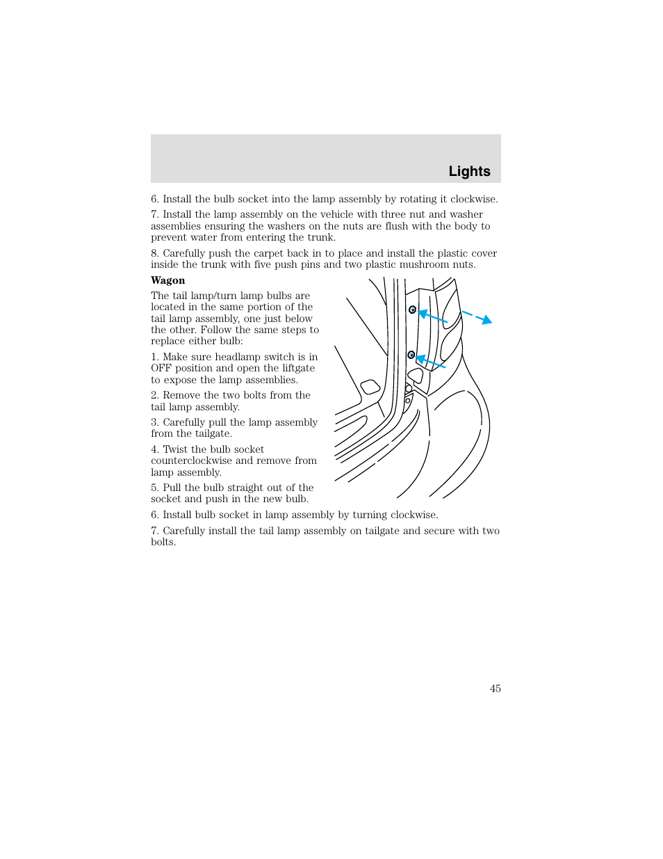 Lights | FORD 2003 Taurus v.2 User Manual | Page 45 / 216