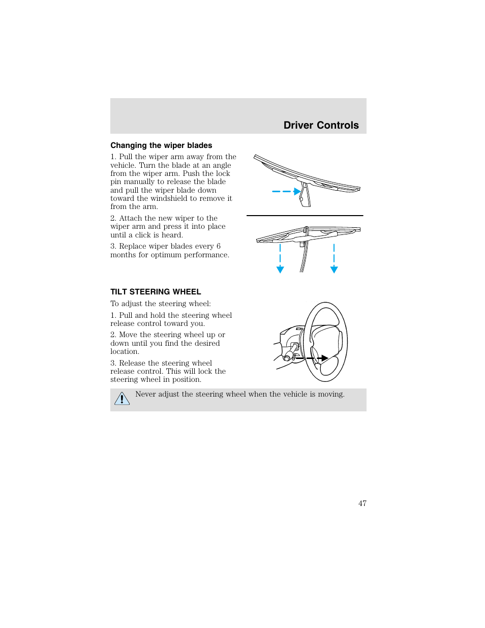 Driver controls | FORD 2003 Taurus v.2 User Manual | Page 47 / 216