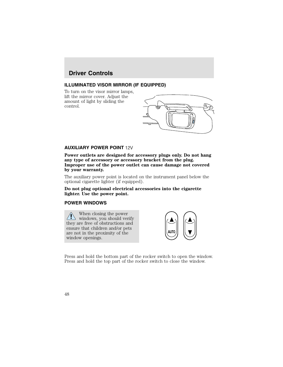 Driver controls | FORD 2003 Taurus v.2 User Manual | Page 48 / 216
