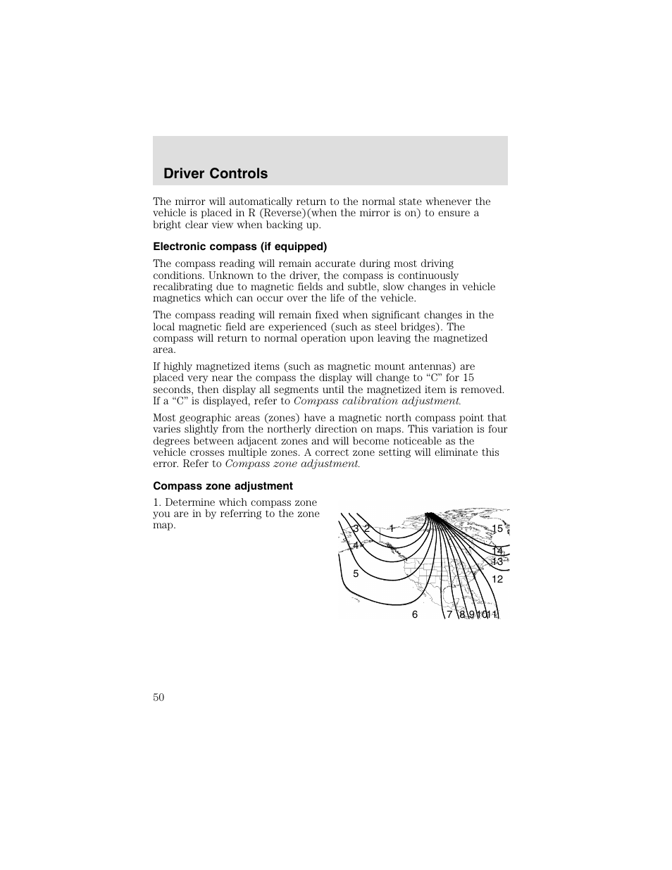 Driver controls | FORD 2003 Taurus v.2 User Manual | Page 50 / 216