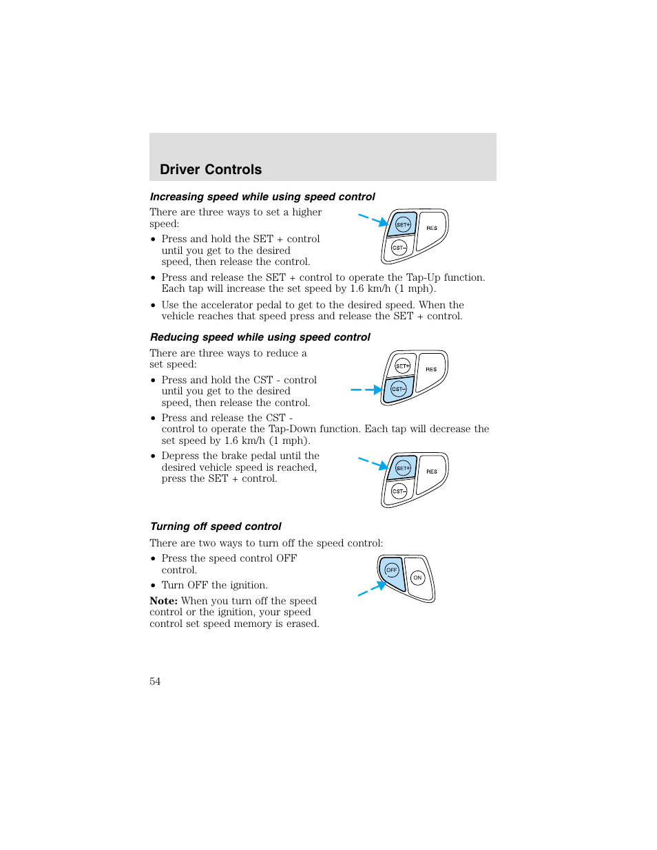 Driver controls | FORD 2003 Taurus v.2 User Manual | Page 54 / 216