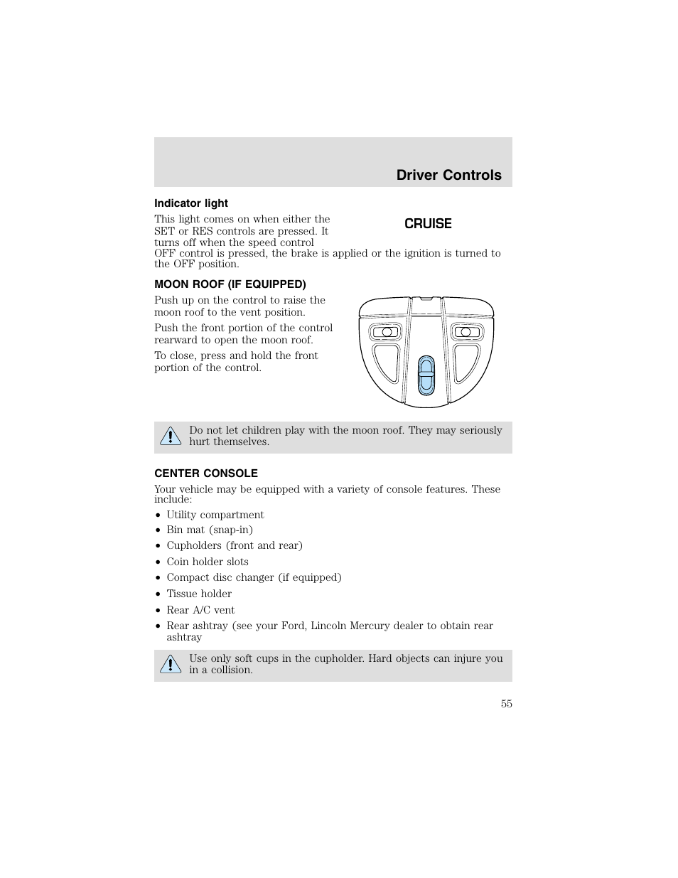 Driver controls | FORD 2003 Taurus v.2 User Manual | Page 55 / 216