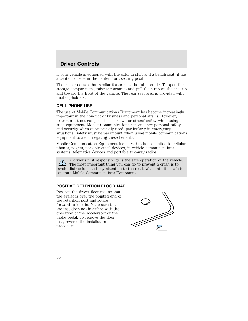 Driver controls | FORD 2003 Taurus v.2 User Manual | Page 56 / 216