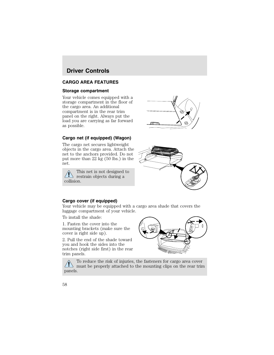 Driver controls | FORD 2003 Taurus v.2 User Manual | Page 58 / 216