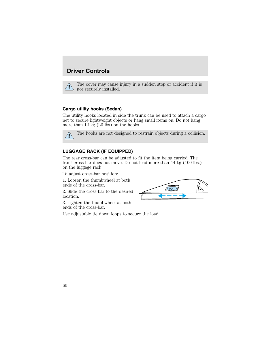 Driver controls | FORD 2003 Taurus v.2 User Manual | Page 60 / 216