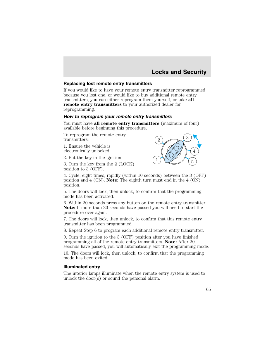 Locks and security | FORD 2003 Taurus v.2 User Manual | Page 65 / 216