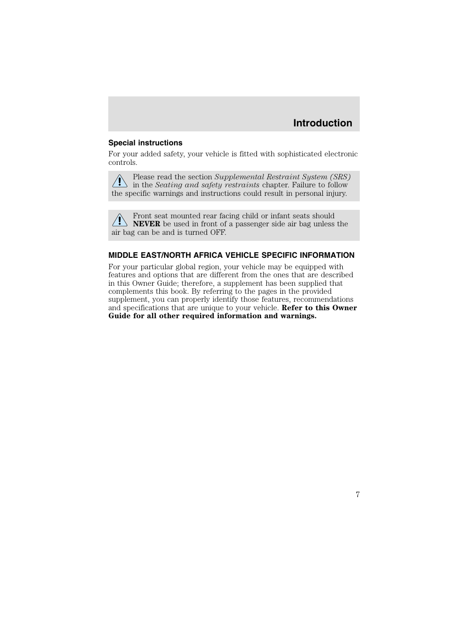Introduction | FORD 2003 Taurus v.2 User Manual | Page 7 / 216