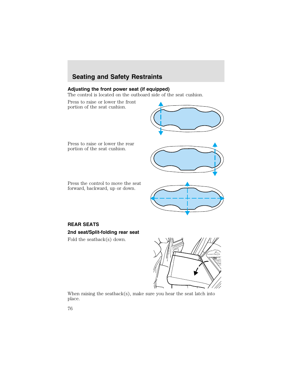 Seating and safety restraints | FORD 2003 Taurus v.2 User Manual | Page 76 / 216