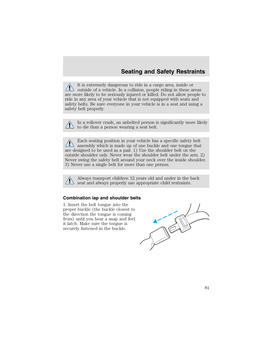 Seating and safety restraints | FORD 2003 Taurus v.2 User Manual | Page 81 / 216