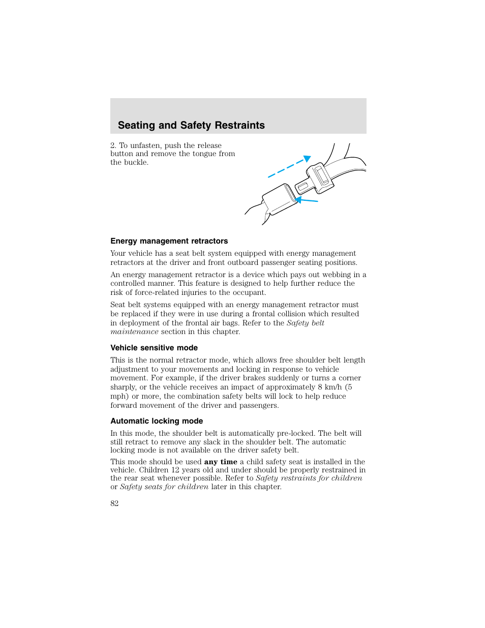 Seating and safety restraints | FORD 2003 Taurus v.2 User Manual | Page 82 / 216