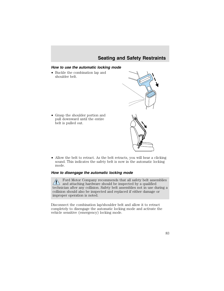 Seating and safety restraints | FORD 2003 Taurus v.2 User Manual | Page 83 / 216