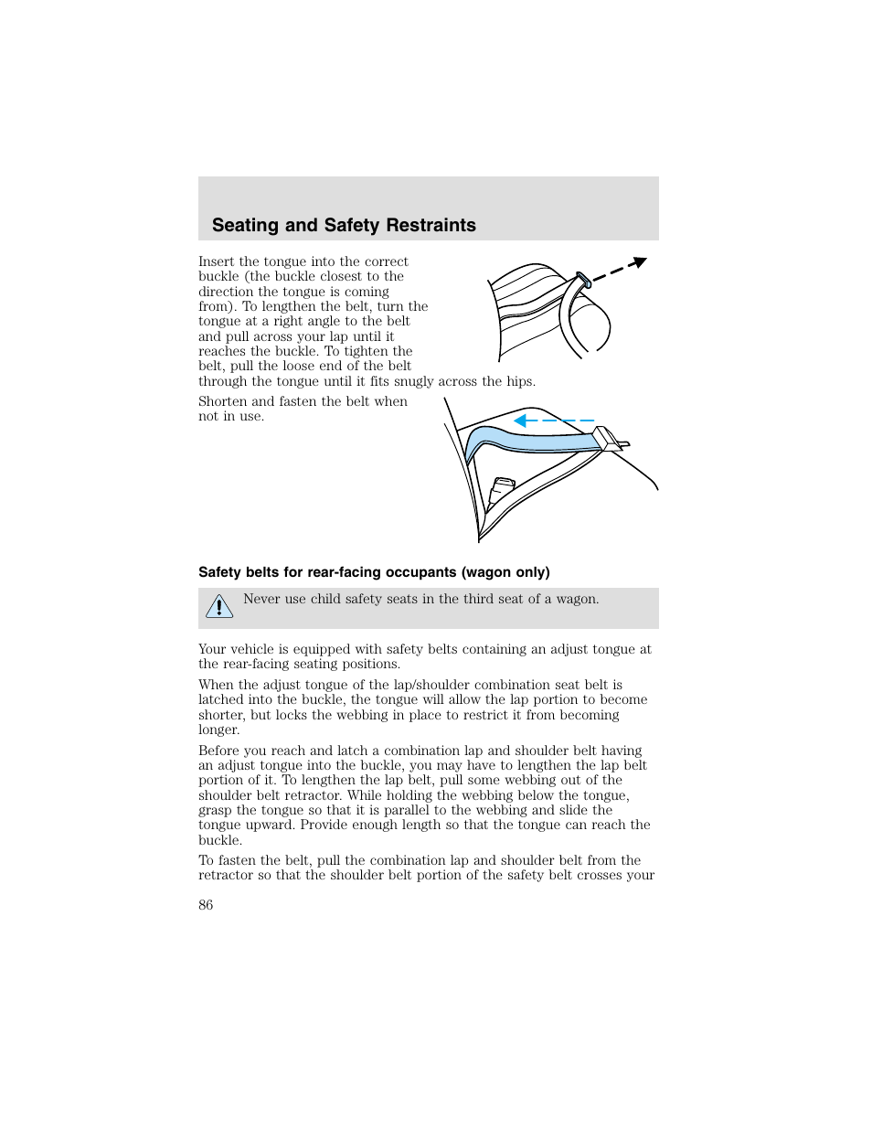 Seating and safety restraints | FORD 2003 Taurus v.2 User Manual | Page 86 / 216