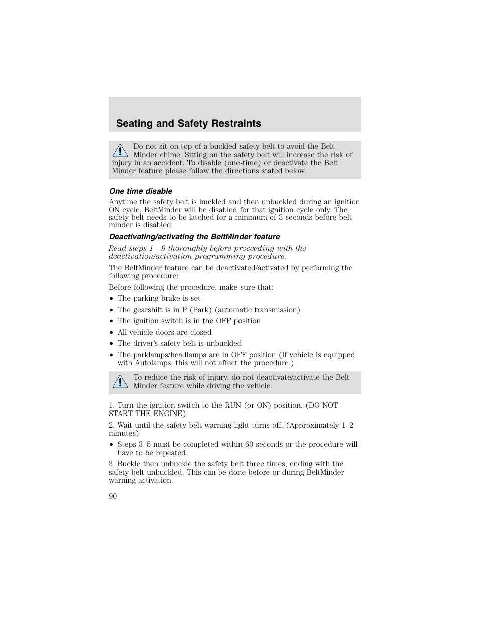 Seating and safety restraints | FORD 2003 Taurus v.2 User Manual | Page 90 / 216