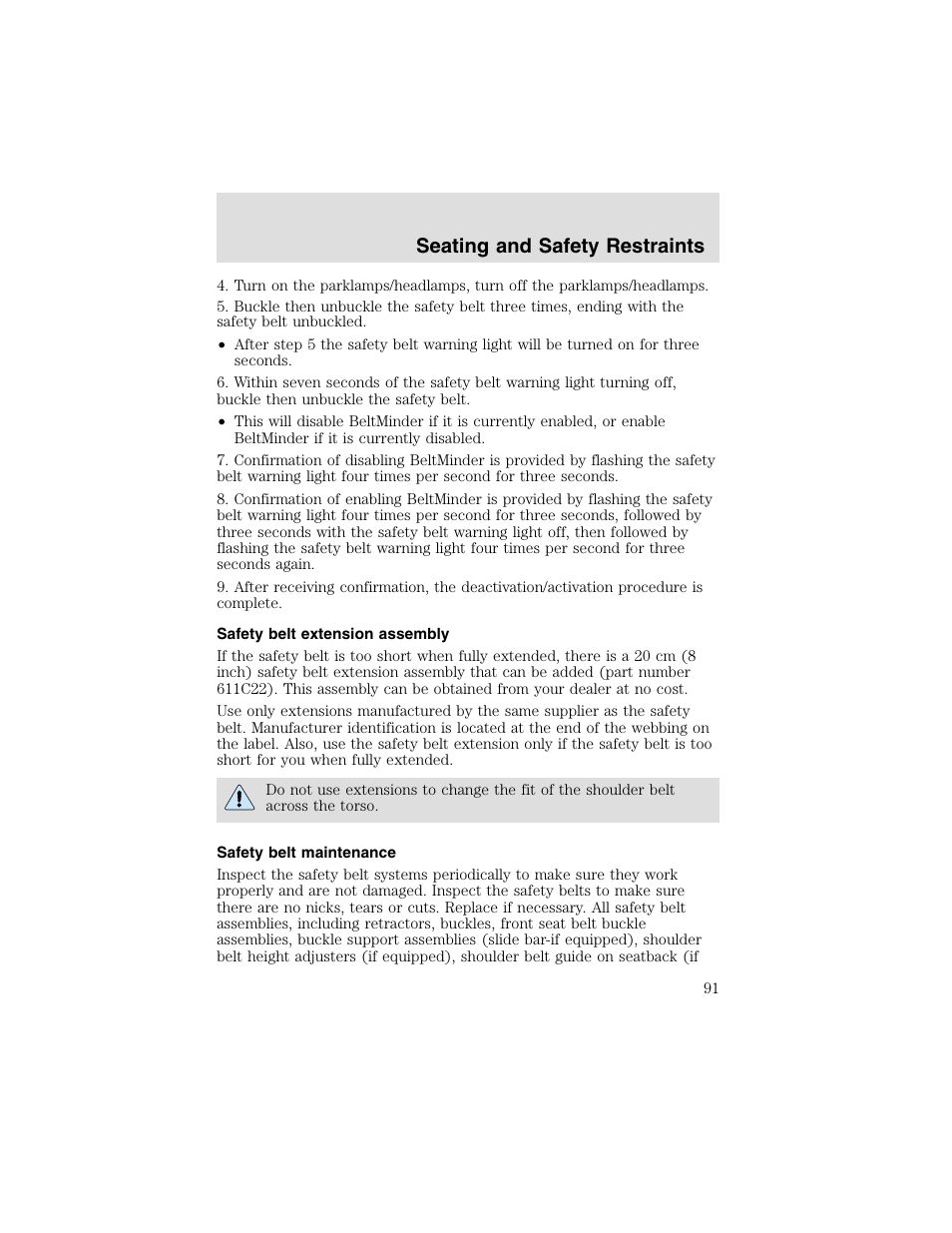 Seating and safety restraints | FORD 2003 Taurus v.2 User Manual | Page 91 / 216