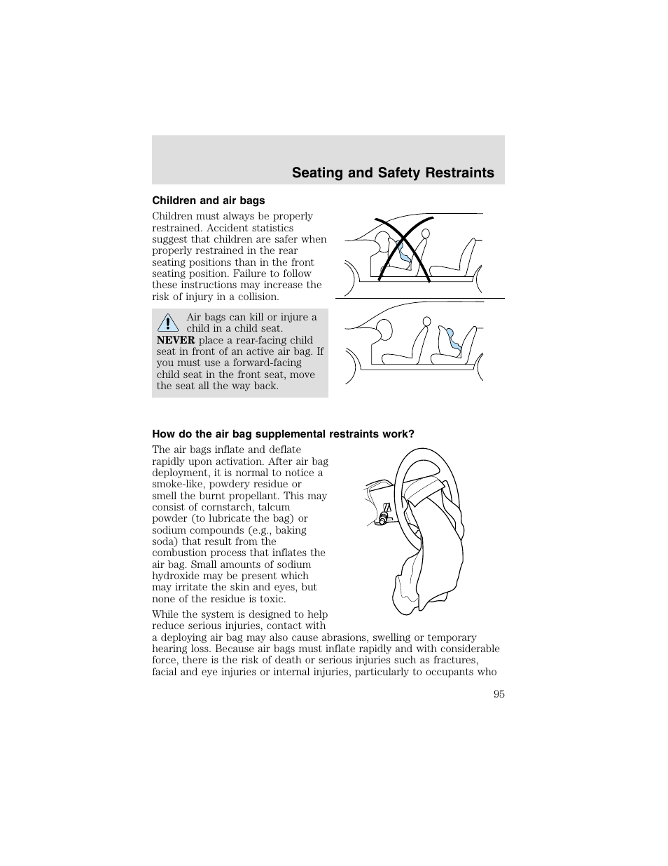 Seating and safety restraints | FORD 2003 Taurus v.2 User Manual | Page 95 / 216