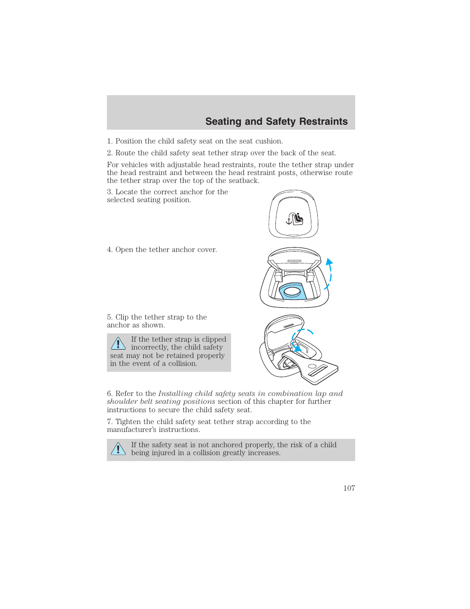 Seating and safety restraints | FORD 2003 Taurus v.3 User Manual | Page 107 / 216