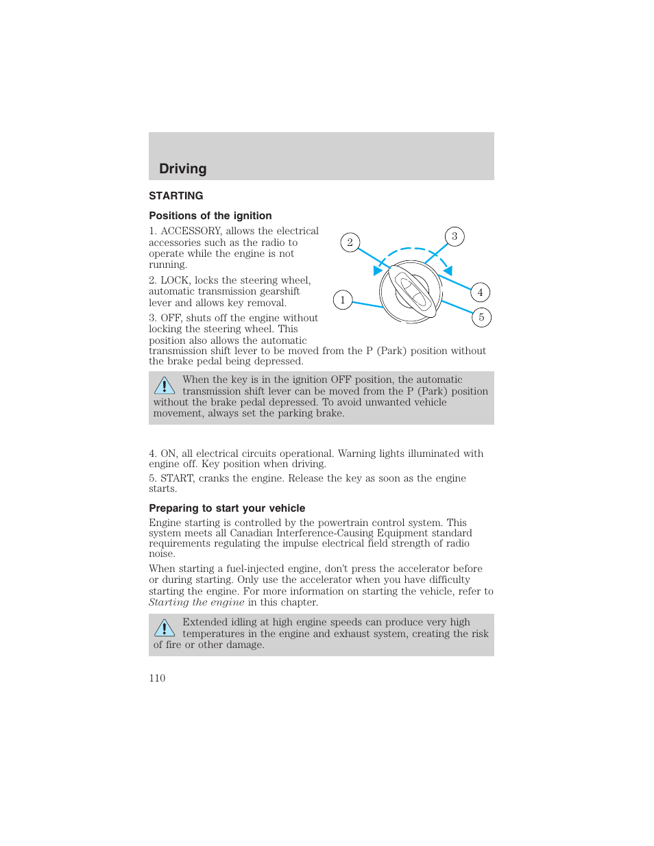 Driving | FORD 2003 Taurus v.3 User Manual | Page 110 / 216