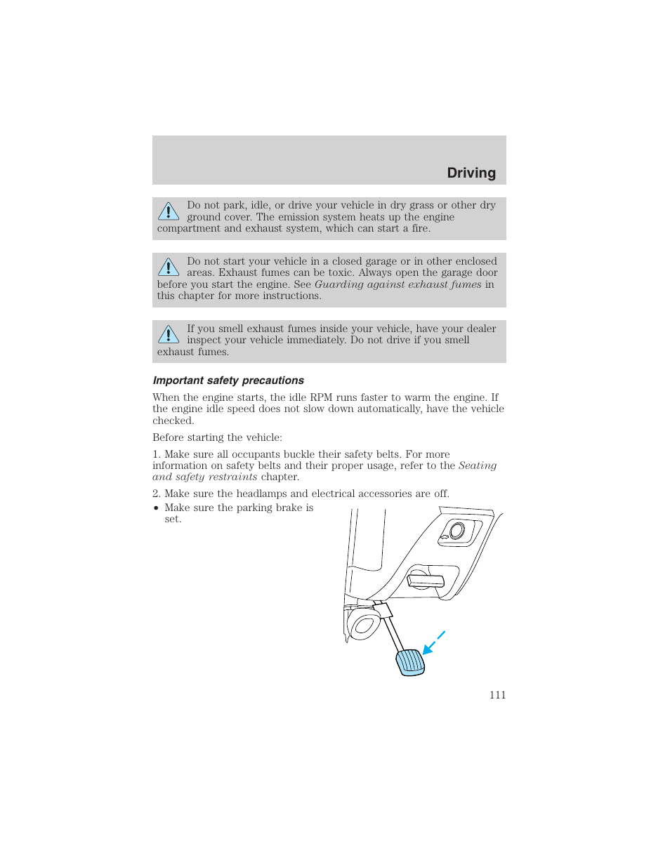 Driving | FORD 2003 Taurus v.3 User Manual | Page 111 / 216
