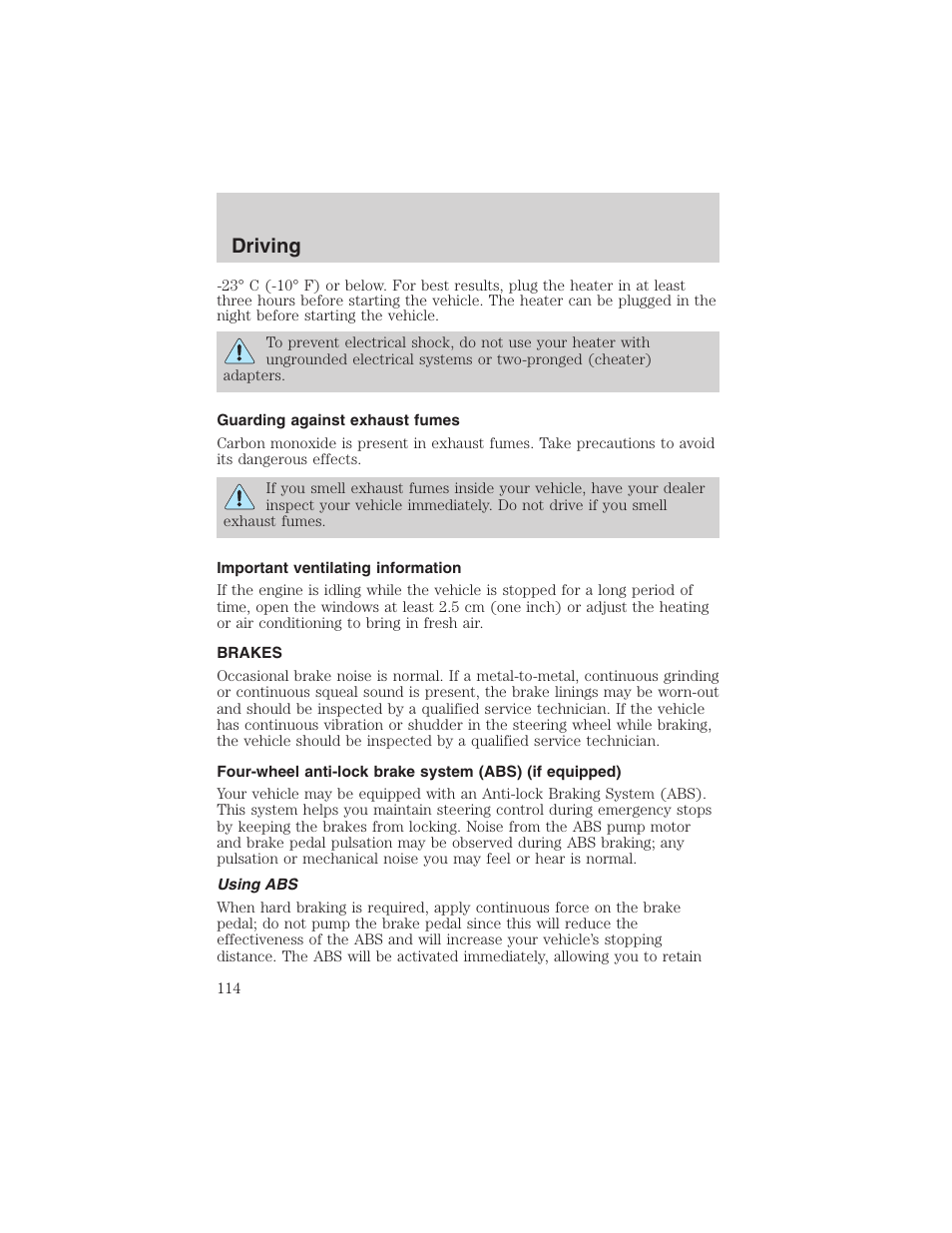 Driving | FORD 2003 Taurus v.3 User Manual | Page 114 / 216