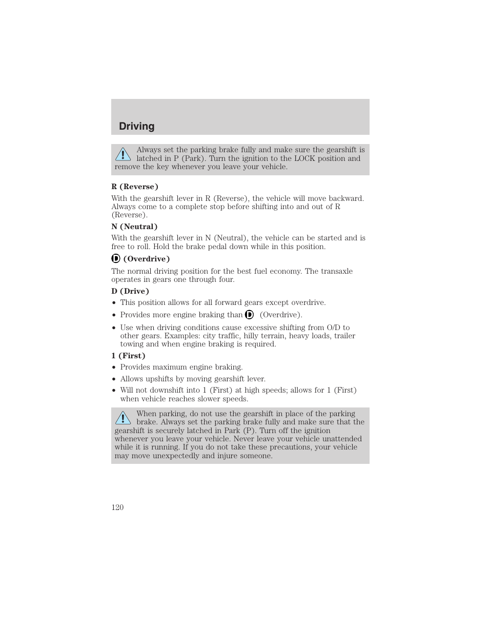 Driving | FORD 2003 Taurus v.3 User Manual | Page 120 / 216