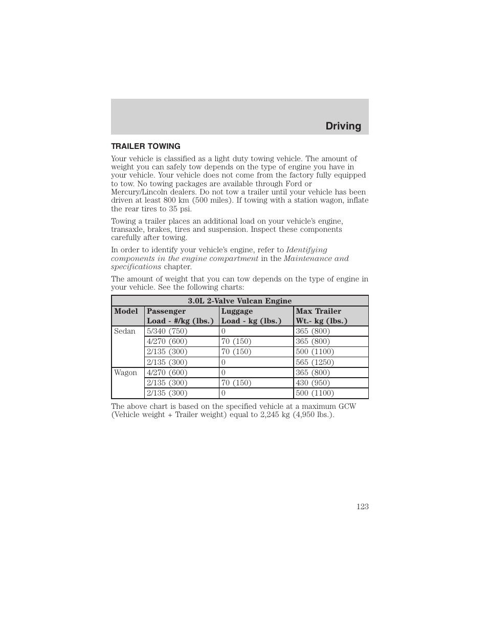 Driving | FORD 2003 Taurus v.3 User Manual | Page 123 / 216