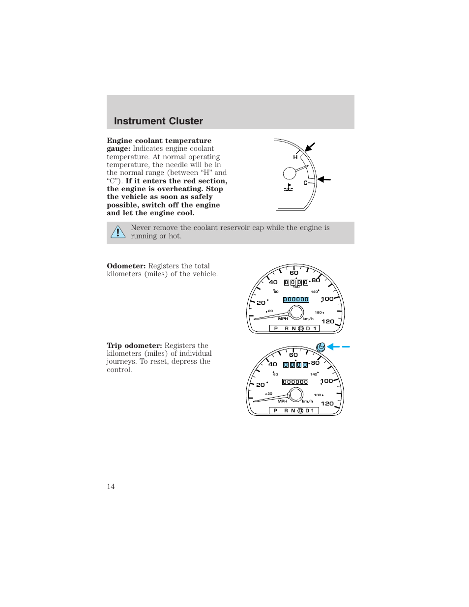 Instrument cluster | FORD 2003 Taurus v.3 User Manual | Page 14 / 216