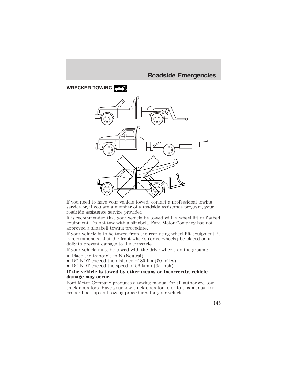 Roadside emergencies | FORD 2003 Taurus v.3 User Manual | Page 145 / 216